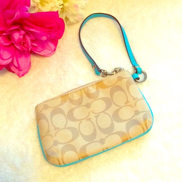Coach Tan & Blue Wristlet - Picture 4 of 6